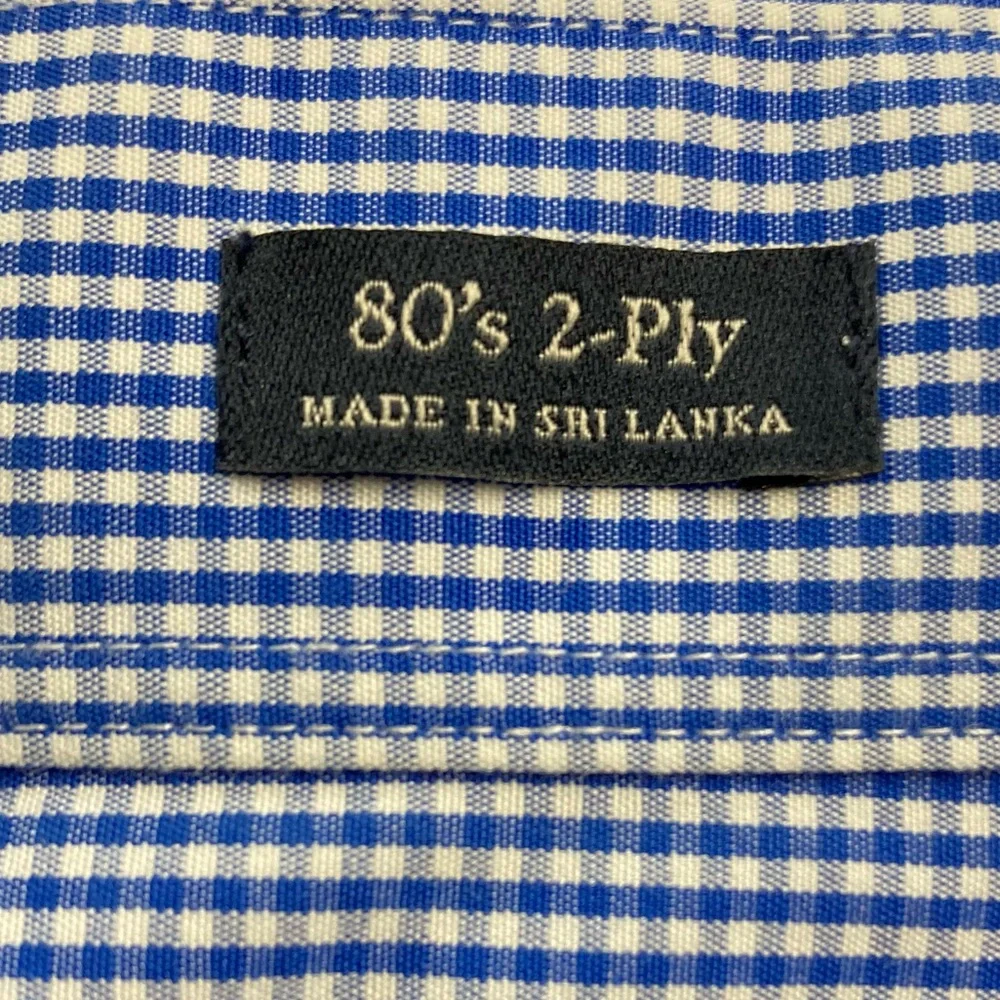 Thompson Shirting by J. Crew Shirt XL 17-17.5 Blue plaid check Wrinkle Free